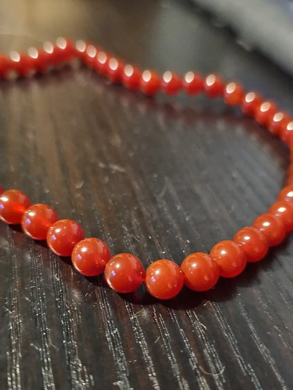 Vintage 1973 Natural Carnelian 6 mm Gemstone Bead Strand Jewelry Making